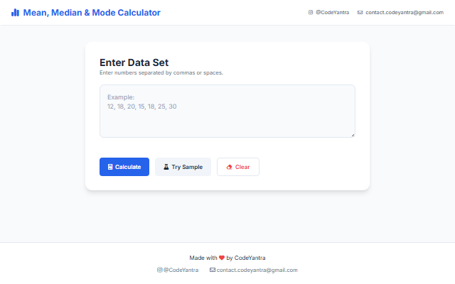 Mean, Median and Mode Calculator screenshot