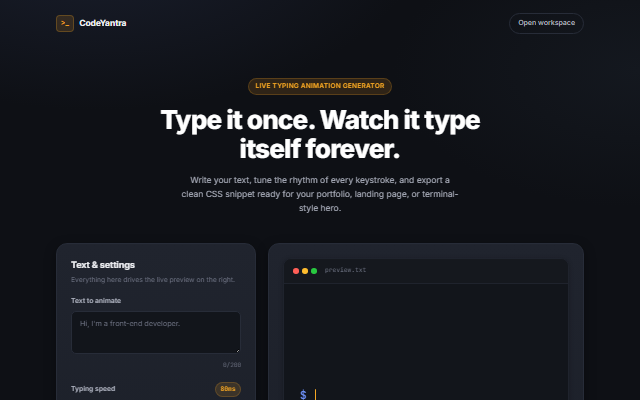 Typing Animation Generator screenshot