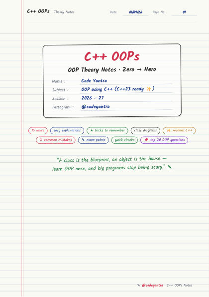 C++ OOPs Theory Notes cover