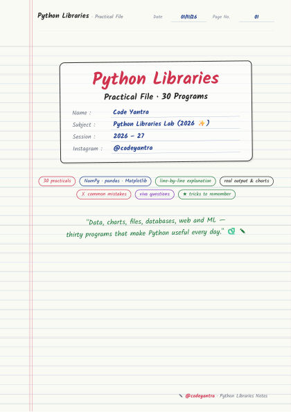 Python Libraries Practical File cover