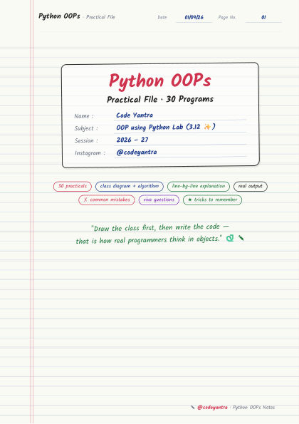 Python OOPs Practical File cover