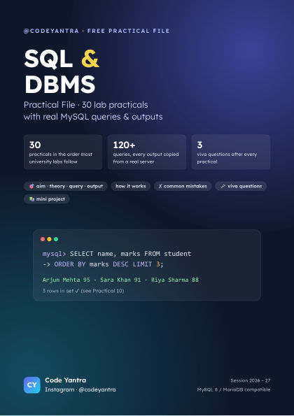 SQL & DBMS Practical File cover